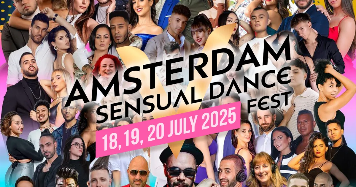 Amsterdam Sensual Dance Fest 5 teaser flyer with vibrant design